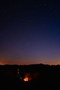 Scenic view of silhouette landscape against star field at night