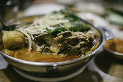 Close-up of food in bowl at restaurant