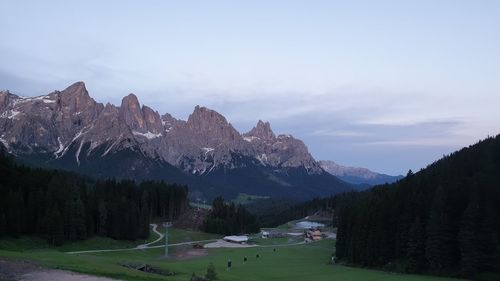 Panoramic view of landscape and mountains against sky