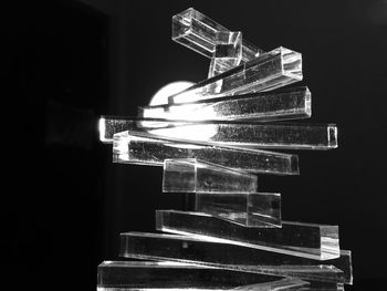 Close-up of illuminated stack