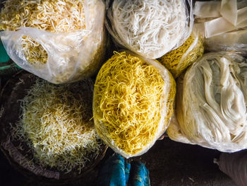 High angle view of spices for sale