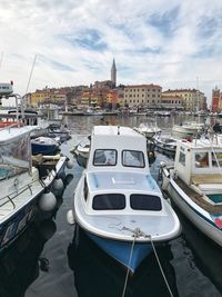 Boats moored in harbor