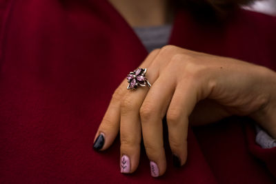 Close-up of a woman with hands