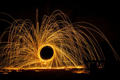 Firework display at night