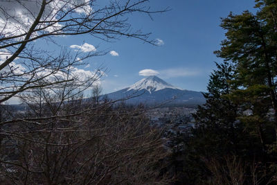 View of volcanic mountain against sky