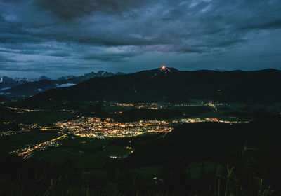 Illuminated cityscape at night