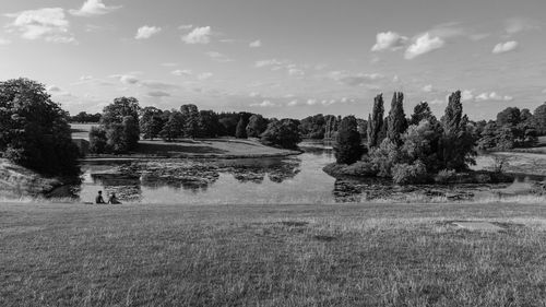Trees on field against sky