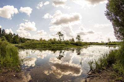 Scenic view of lake against sky