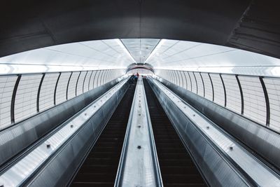 Low angle view of escalators