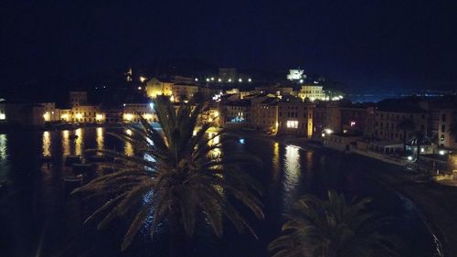 Illuminated cityscape at night