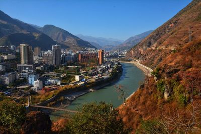 High angle view of city