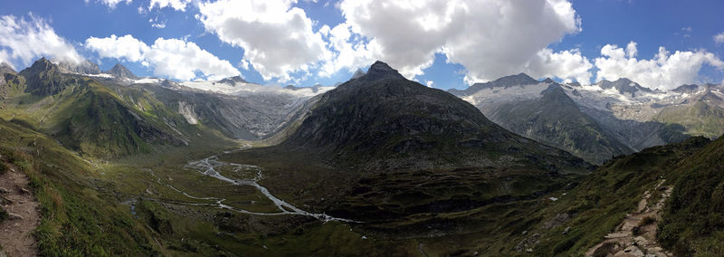 Panoramic view of mountains against sky