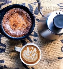 High angle view of coffee on table