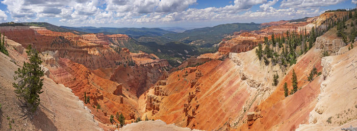 Dramatic red rock panorama in a mountain canyon in cedar breaks national monument in utah