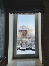 View of building through window