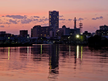 Reflection of buildings in water