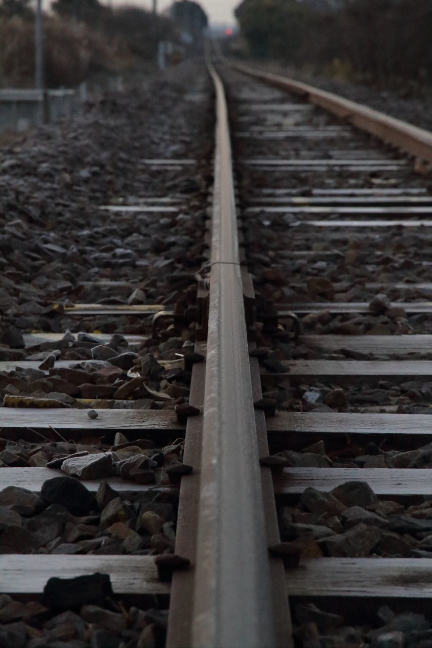 CLOSE-UP OF RAILROAD TRACKS