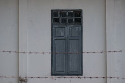 Closed door of building