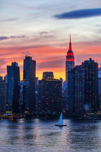 View of buildings against sky during sunset
