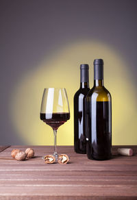 Close-up of wineglass on table