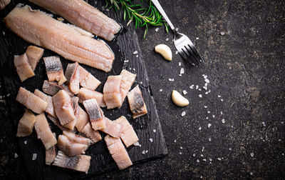 High angle view of food on table