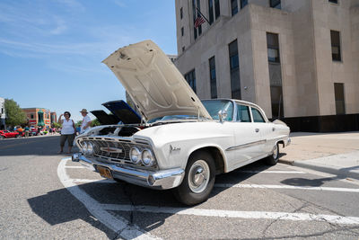 Vintage car on street in city
