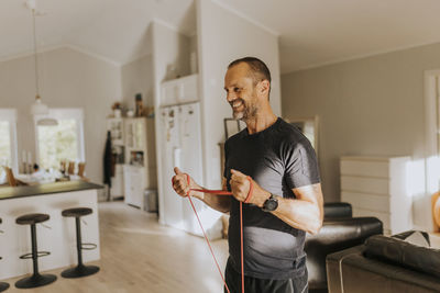 Man training at home