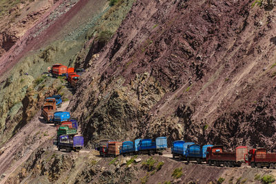 Cars on mountain road