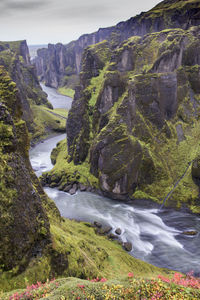 Scenic view of waterfall