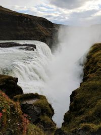 Lower gullfoss waterfall with fall colors