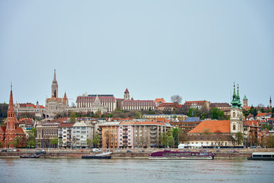 Aerial view of budapest cityscape along the danube river