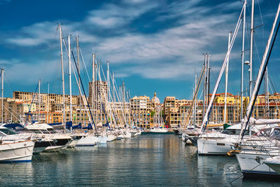 Marseille old port with yachts. marseille, france