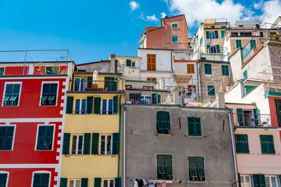 Low angle view of residential buildings against sky