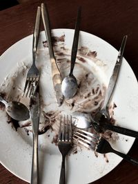 High angle view of ice cream on table