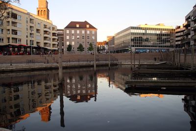 Reflection of buildings in water