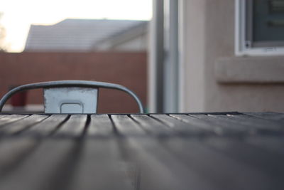Close-up of an outdoor table.