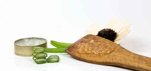 Close-up of food against white background