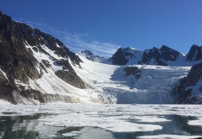 Scenic view of frozen lake against sky