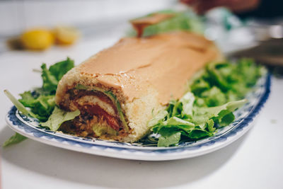 Close-up of meal served in plate