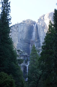 Scenic view of waterfall against sky