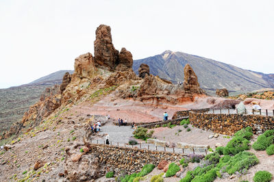 Rock formations at teide national park against sky