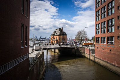 Canal amidst buildings against sky