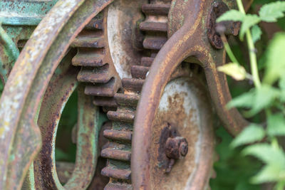 Close-up of rusty machine parts