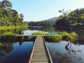 Scenic view of lake against sky