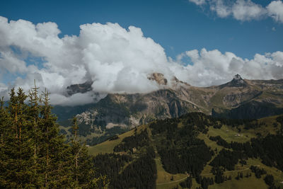 Panoramic view of landscape and mountains against sky