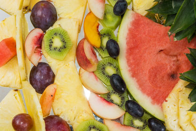 Full frame shot of fruits on table