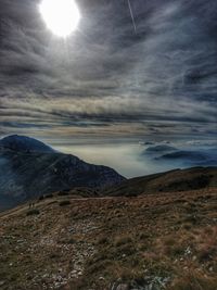 Scenic view of mountains against sky