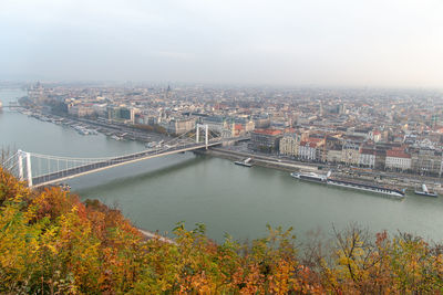 High angle view of bridge over river in city