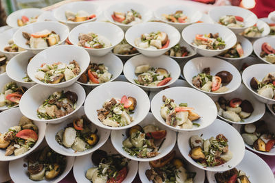 High angle view of food on table