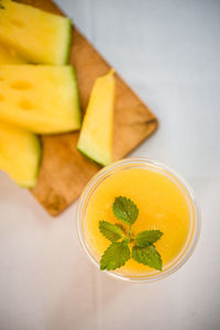 High angle view of fruits on table